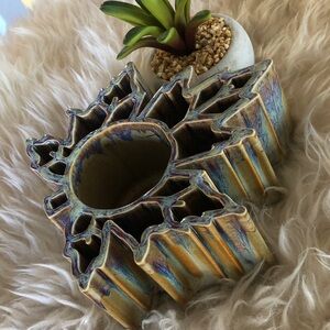 Candle Pots MAPLE LEAF Ceramic 2” Votive Holder NO Chips NWOT